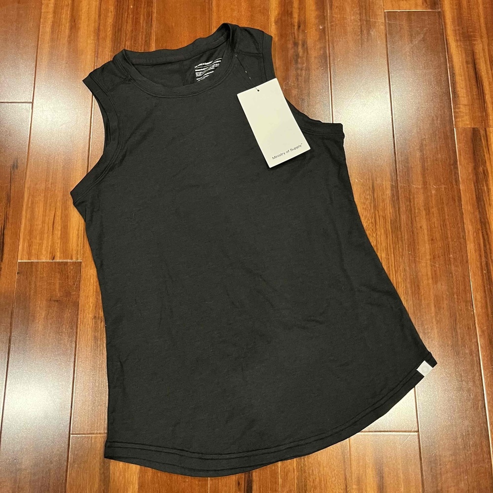 New NWT Ministry Of Supply Black Tank Top Sleeveless Active Composite Merino XXS
